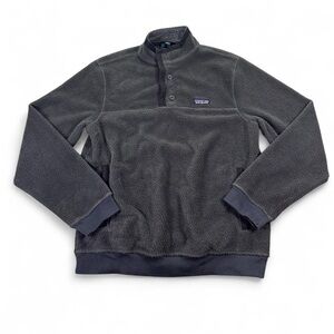 Patagonia Men’s Dark Gray Shearling Button Pullover Fleece Jacket Medium